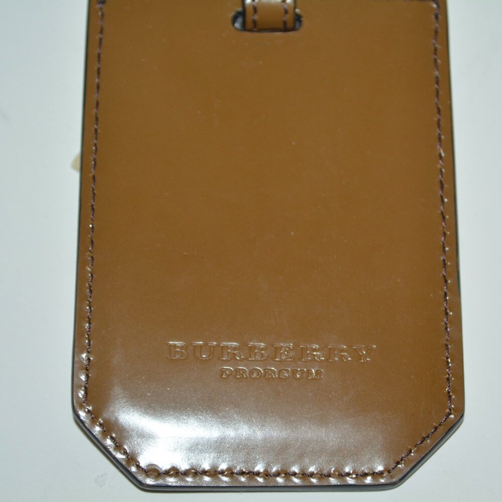 NWT  BURBERRY PRORSUM EYELET FRINGE LEATHER LUGGAGE TAG - Picture 4 of 5